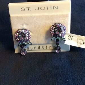 St. John Knits Floral Sparkling Clip Earrings